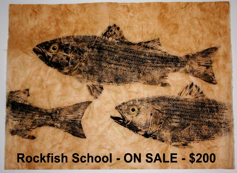 Original art gyotaku fish prints - Rockfish Gyotaku Art